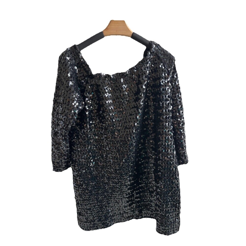VTG 80s Cynthia Kent Miami Top Sequin Black Cocktail Party Glam Holiday Disco